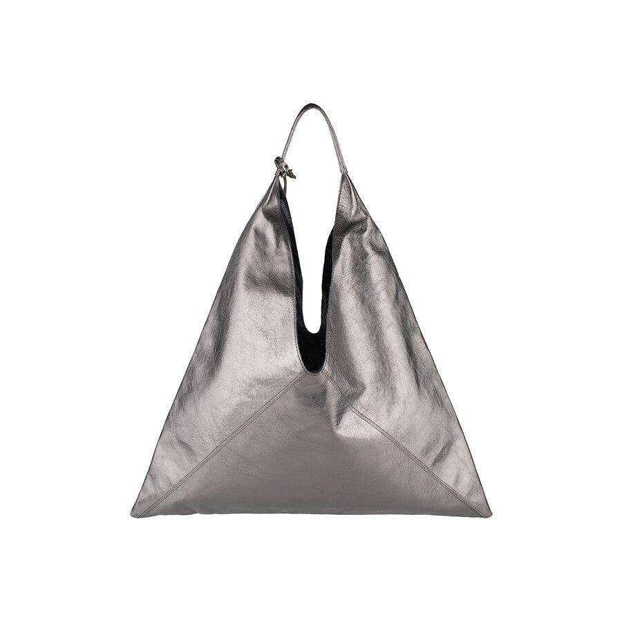 A PACK LEATHER SHOULDER BAG SILVER