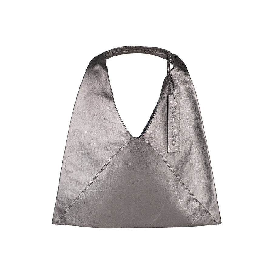 A PACK LEATHER SHOULDER BAG SILVER