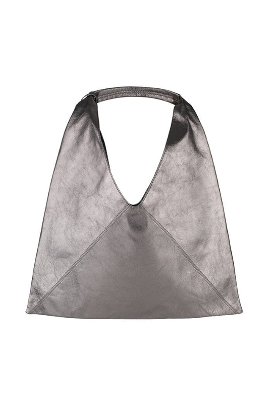A PACK LEATHER SHOULDER BAG SILVER