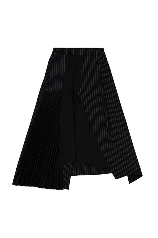 STRIPE UNBALANCED A-LINE SKIRT