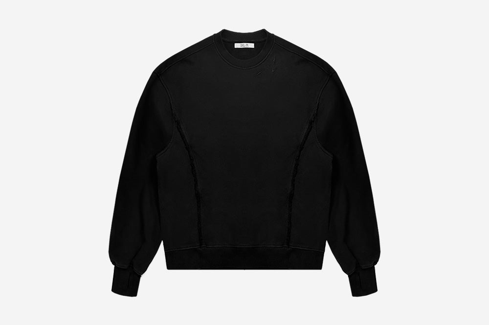 BLR OVER FIT RAW CUT LINE SWEATSHIRTS BLACK